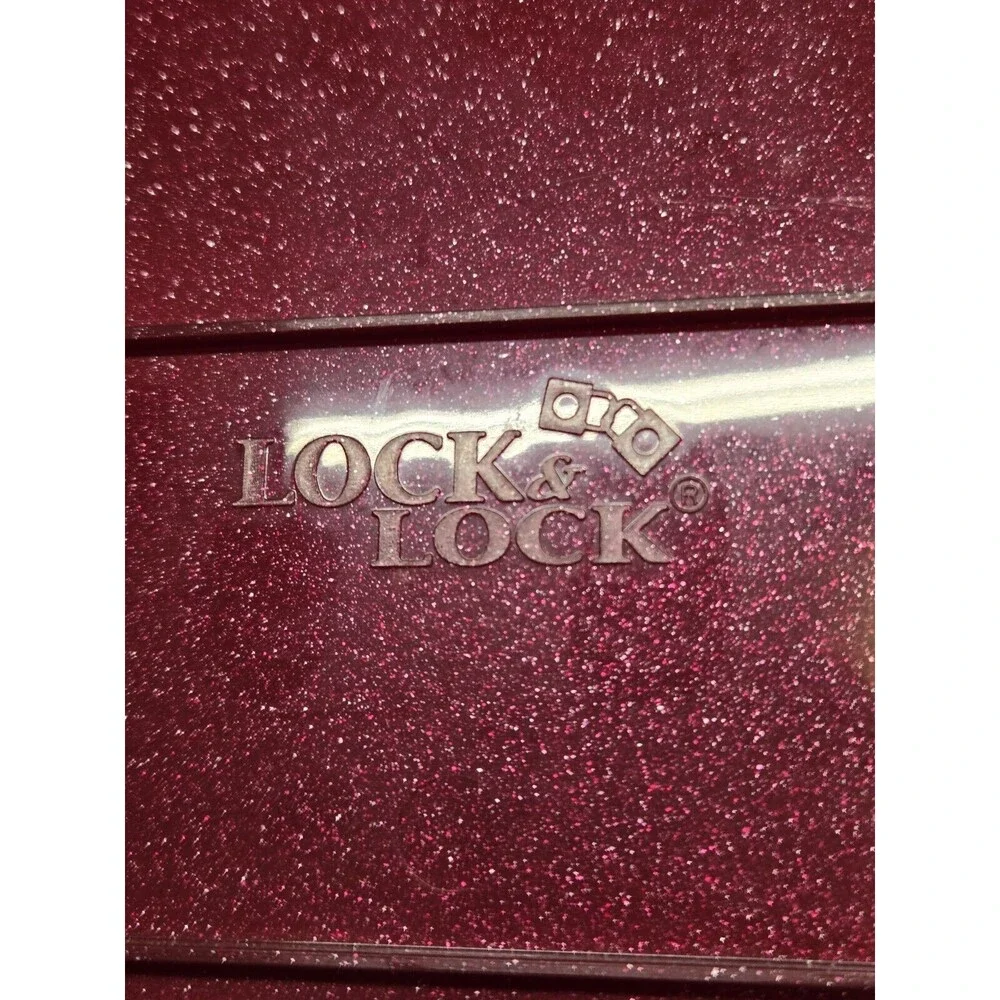LocknLock 9x13 Cake Carrier with Deviled Egg & Cupcake Inserts - Red W/ Sparkles